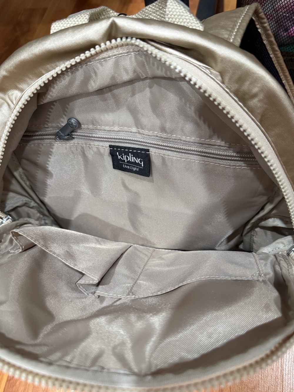 Kipling Shimmering Champagne Mini Backpack - Picture 4 of 6